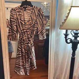 Banana Republic Black and White Striped Long Sleeve Dress
